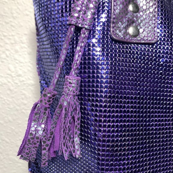 Vintage Whiting & Davis Purple Mesh and Snakeskin Embossed Leather Bag - Picture 5 of 13
